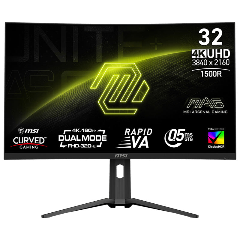 MSI MAG 31.5in 4K UHD 160Hz/FHD 320Hz Rapid VA Dual Mode Curved Gaming Monitor