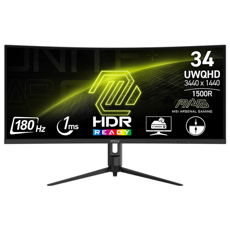 MSI MAG 34in UWQHD VA 180Hz Adaptive-Sync Curved Gaming Monitor