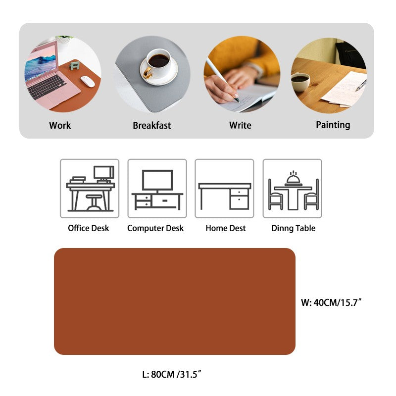 Dual-Sided Multifunctional Office Desk Pad, Waterproof Desk Mat Protector, Leather Desk Pad, Large Desk Pad for Keyboard and Mouse Blown&Grey