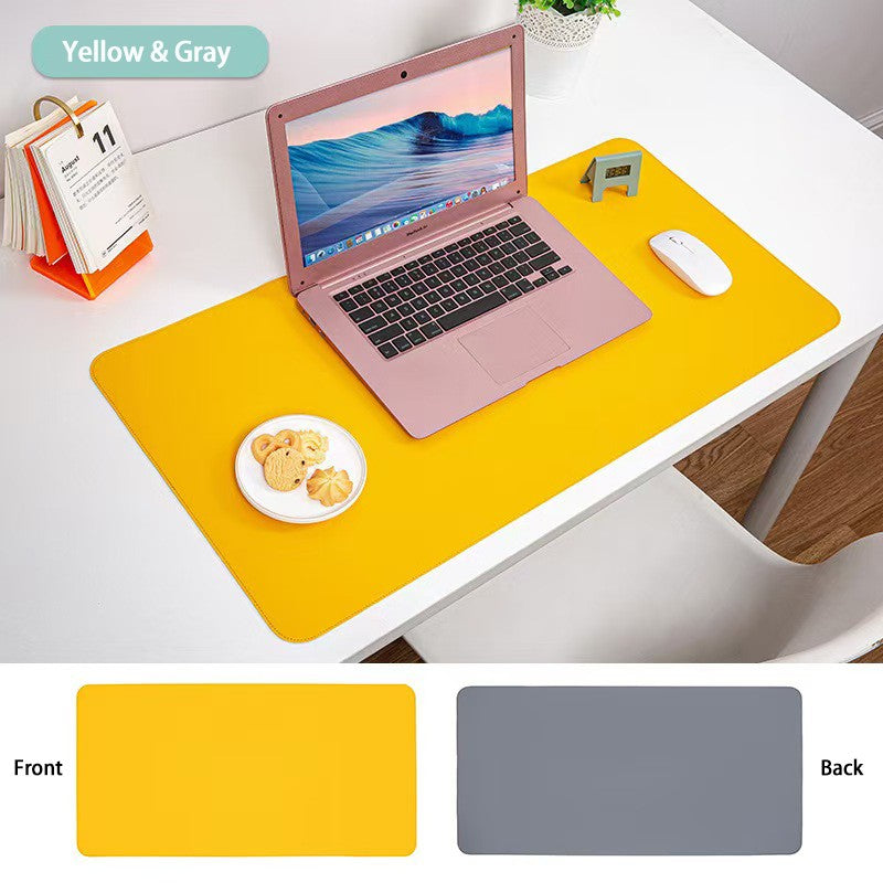 Dual-Sided Multifunctional Office Desk Pad, Waterproof Desk Mat Protector, Leather Desk Pad, Large Desk Pad for Keyboard and Mouse Yellow&Grey