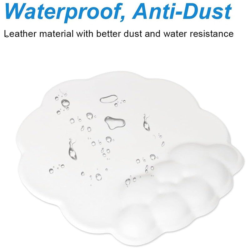 Mouse Pad Wrist Support, Cloud Mousepad with Memory Foam Wrist Rest, Non-Slip PU Base Gaming Leather Surface Mouse Pad for Home Office Laptop, Black