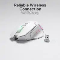 Redragon M690 PRO Wireless Gaming Mouse, 8000 DPI Wired/Wireless Gamer Mouse w/Rapid Fire Key, 8 Macro Buttons, Ergonomic Design, White