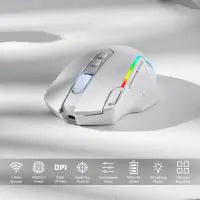 Redragon M810 Pro Wireless Gaming Mouse, 10000 DPI Wired/Wireless Gamer Mouse w/Rapid Fire Key, 8 Macro Buttons, 45-Hour Durable Power Capacity，White