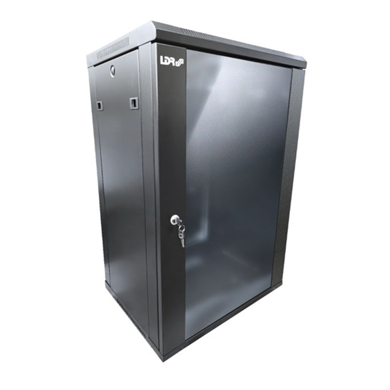 LDR Assembled 18U Wall Mount Cabinet 600mm x 450mm Glass Door