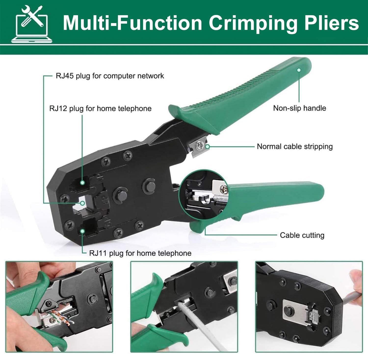 Network Tool Repair Kit, Ethernet LAN Network Cable Tester Computer Maintenance Coax Crimper Tool for RJ-45/11/12 Cat5/5e with Connector Accessories