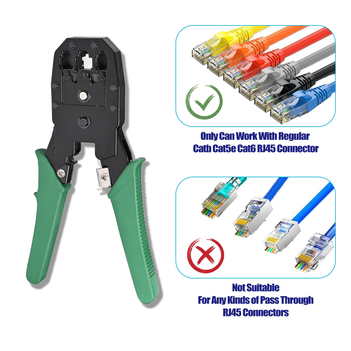 Network Tool Repair Kit, Ethernet LAN Network Cable Tester Computer Maintenance Coax Crimper Tool for RJ-45/11/12 Cat5/5e with Connector Accessories