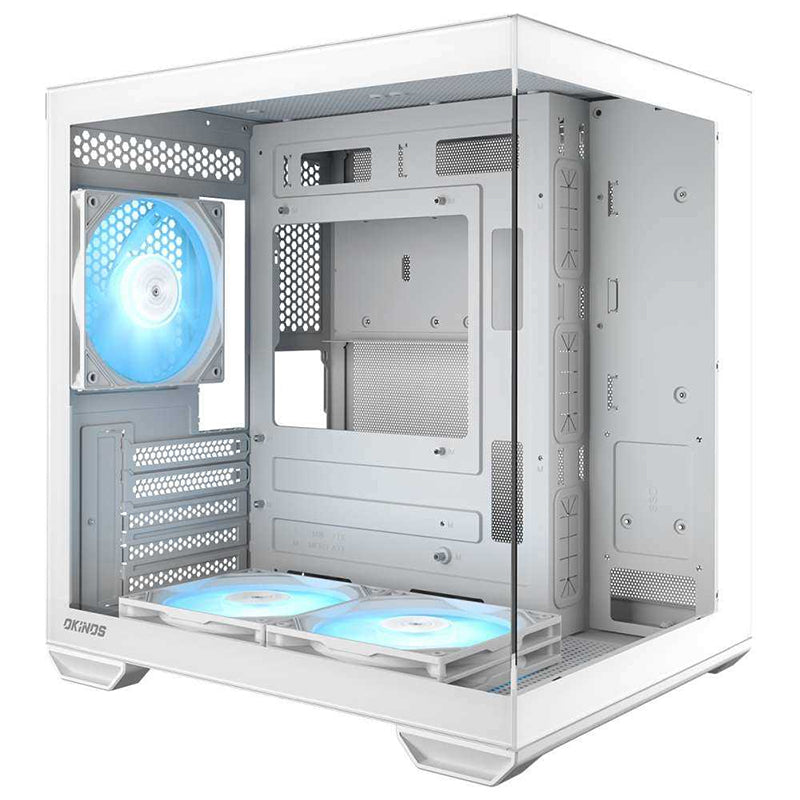 Okinos Mirage 4 TG ARGB Mini-Tower mATX Case - White