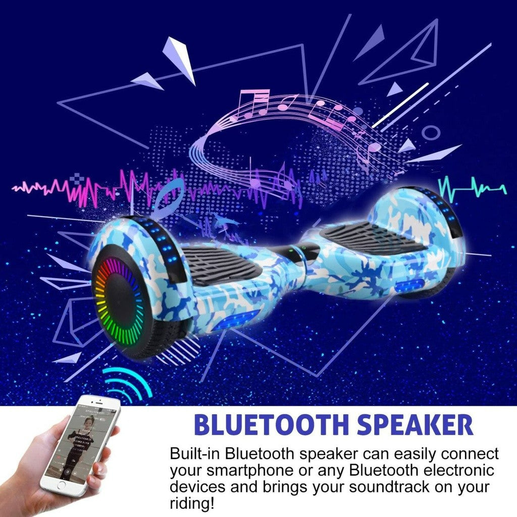 Funado Smart-S W1 Hoverboard Bluetooth Speaker Self Balancing Scooter Camouflage Blue