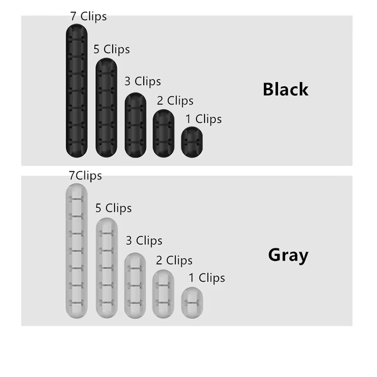 Data Cable Organiser 5-Pack Self Adhesive Cable Clips  Cable Horder with Strong Hold-Desk Cable Management for SB Cable/Power Cord/Wire Grey