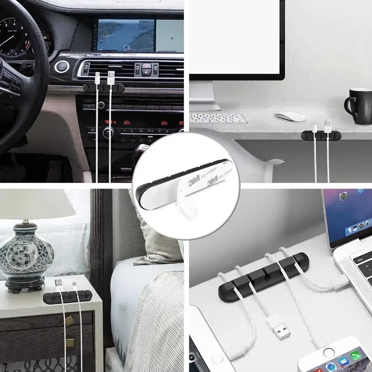 Data Cable Organiser 5-Pack Self Adhesive Cable Clips  Cable Horder with Strong Hold-Desk Cable Management for SB Cable/Power Cord/Wire Grey