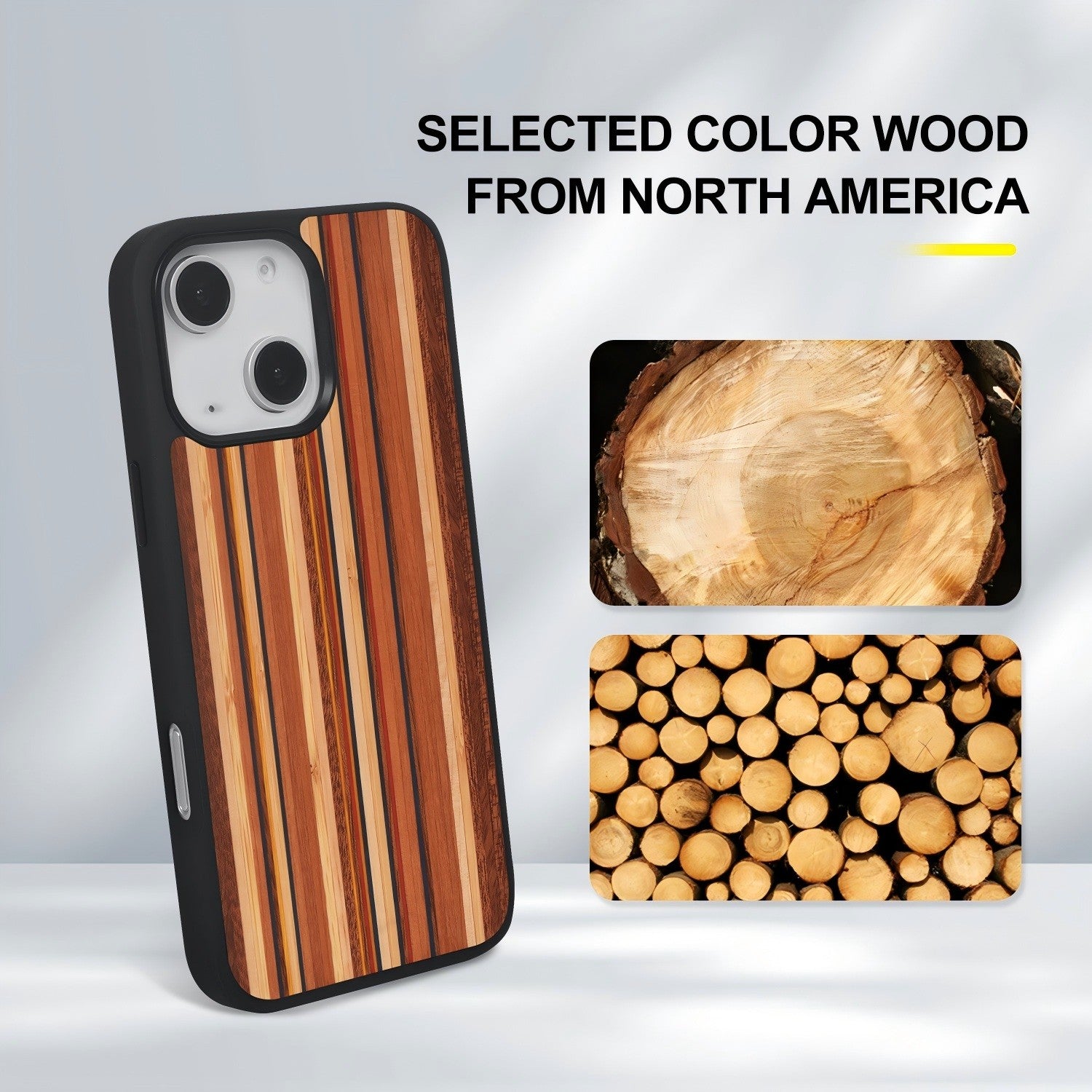 for iPhone 15 Magnetic Wood Case. Unique & Classy Shockproof Protective Cover. Compatible with MagSafe Magnetic Charging. (Color Wood, iPhone 15  6.1“