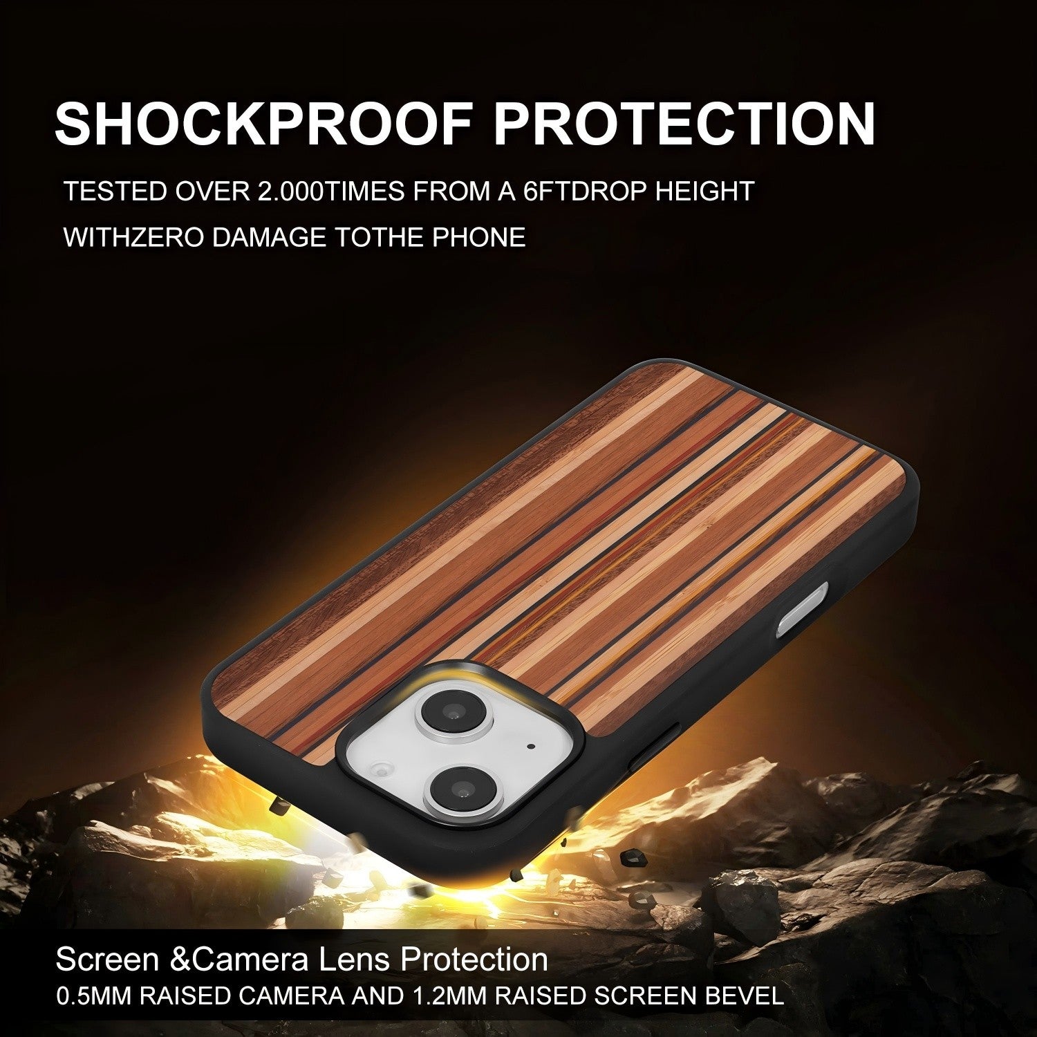 for iPhone 15 Magnetic Wood Case. Unique & Classy Shockproof Protective Cover. Compatible with MagSafe Magnetic Charging. (Color Wood, iPhone 15  6.1“