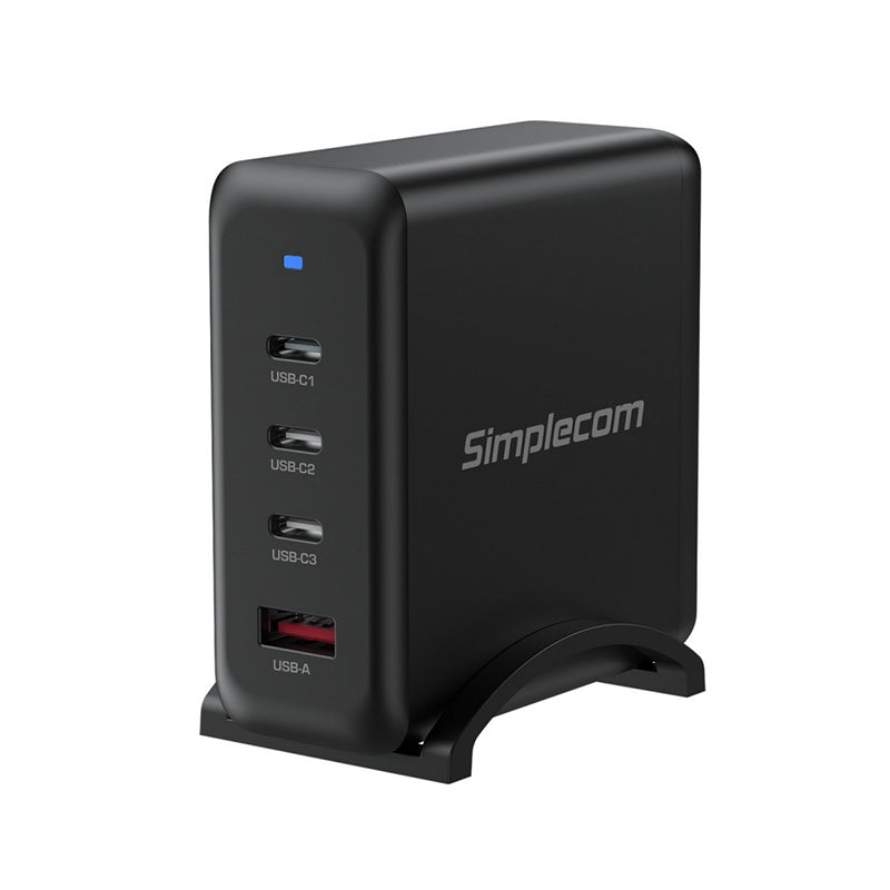 Simplecom 4-Port PD 100W GaN Fast Charger 3xUSB-C + USB-A for Phone Tablet Laptop