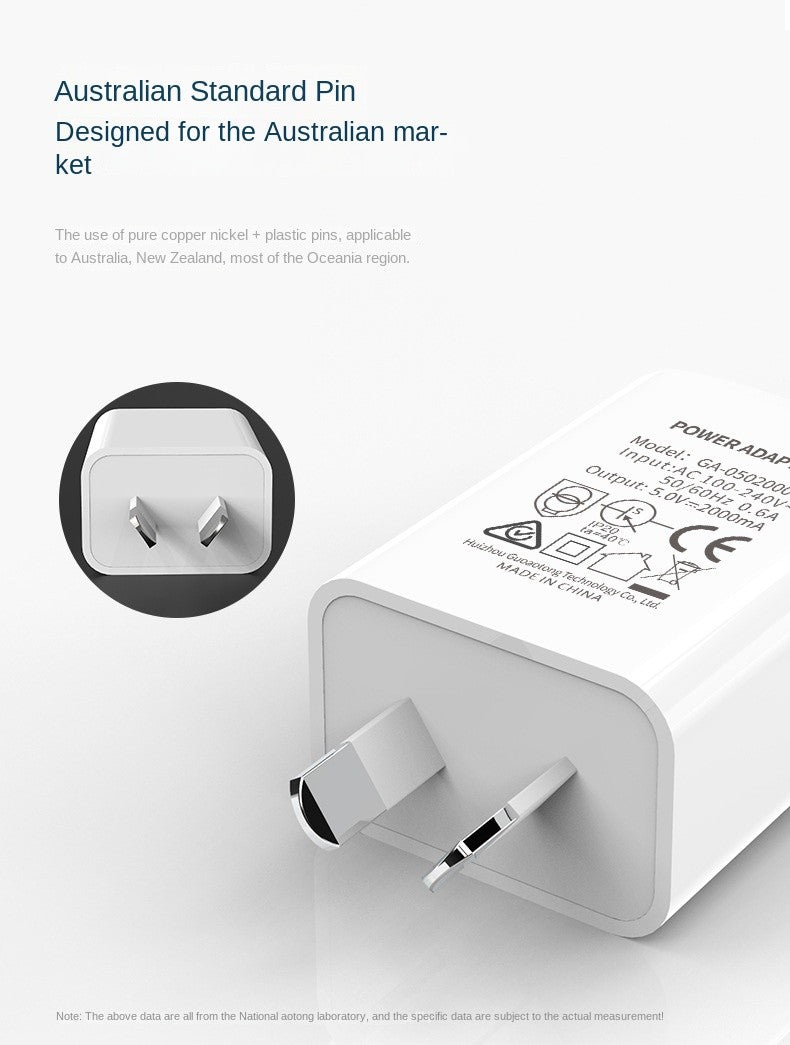 USB Charger For iPhone Samsung Xiaomi Poco Mobile Phone Charger Power Adapter USB Chargeur 5V2A SAA certification White