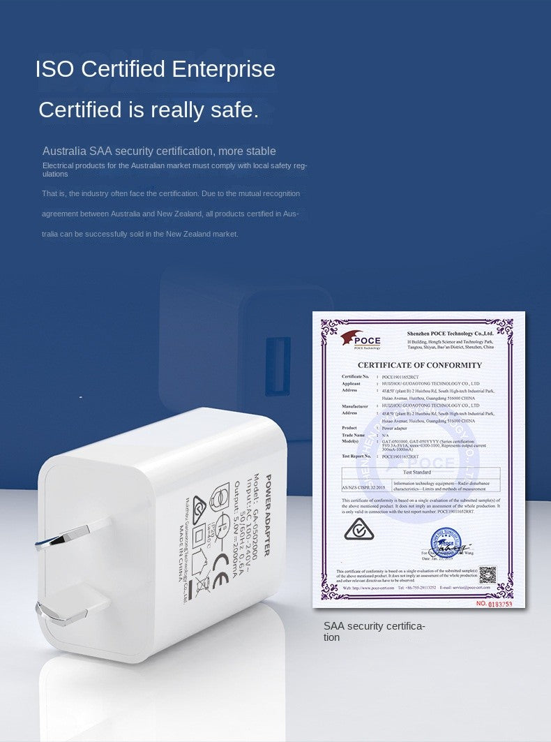 USB Charger For iPhone Samsung Xiaomi Poco Mobile Phone Charger Power Adapter USB Chargeur 5V2A SAA certification White