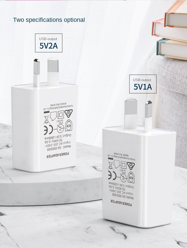 USB Charger For iPhone Samsung Xiaomi Poco Mobile Phone Charger Power Adapter USB Chargeur 5V2A SAA certification White