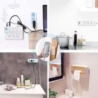 Wall Mount Plug Fixer Self Adhesive Power Strip Holder Punch-free Wall Mount Fixator Socket Organizer for Router Remote Control Paper Towel Box 5pcs