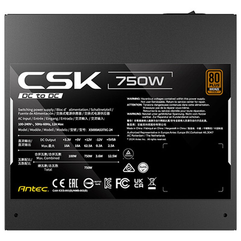 Antec CSK DC 750W 80+ Bronze ATX Power Supply