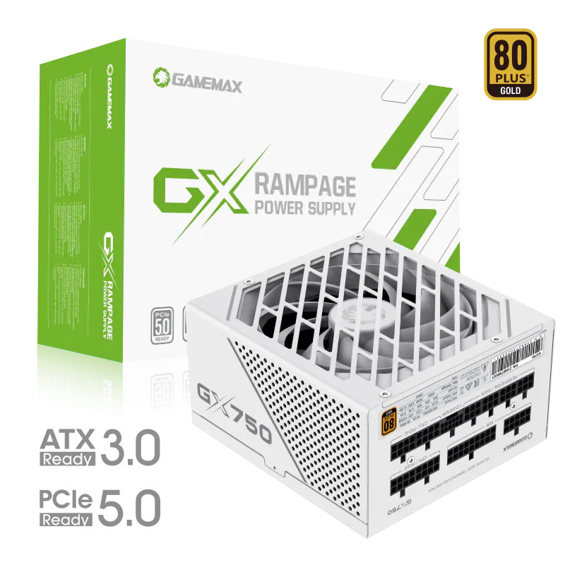 Gamemax GX-750 PRO White 750W 80+Gold Power Supply ATX3.0 PCIE5.0