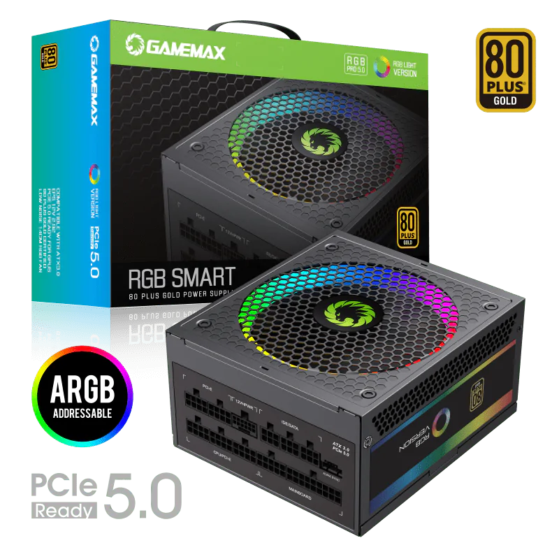 Gamemax RGB 1050W 80+Gold Power Supply ATX3.0 PCIE5