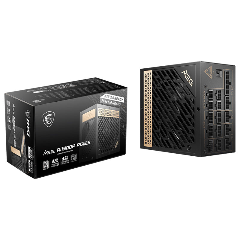 MSI 1300W MEG A1300iP ATX 3.0 PCIe 5 Ready 80+ Platinum Power Supply