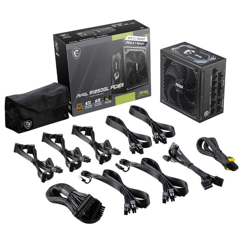 MSI MAG 1250W 80+ Gold ATX 3.1 PCIe 5.1 Power Supply