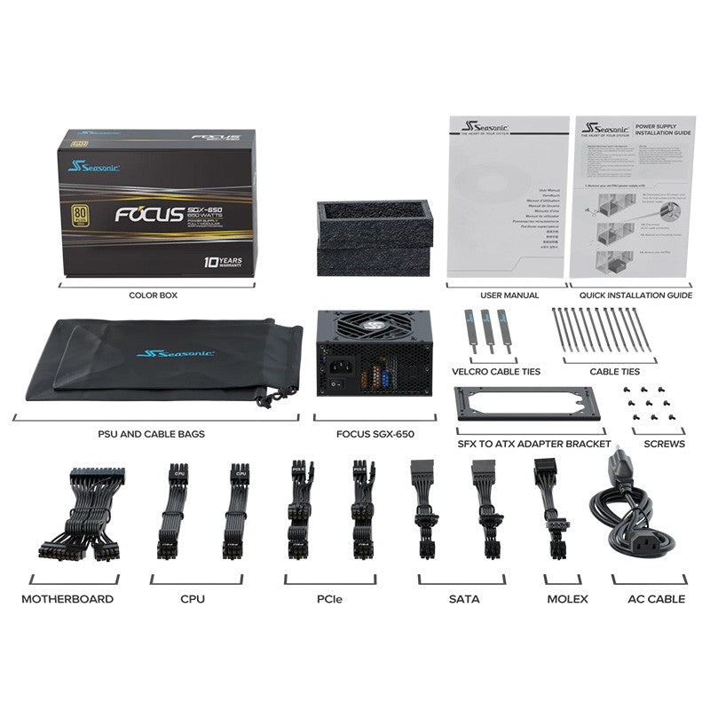 Seasonic 650W Focus SGX 80+ Gold Fully Modular SFX Power Supply