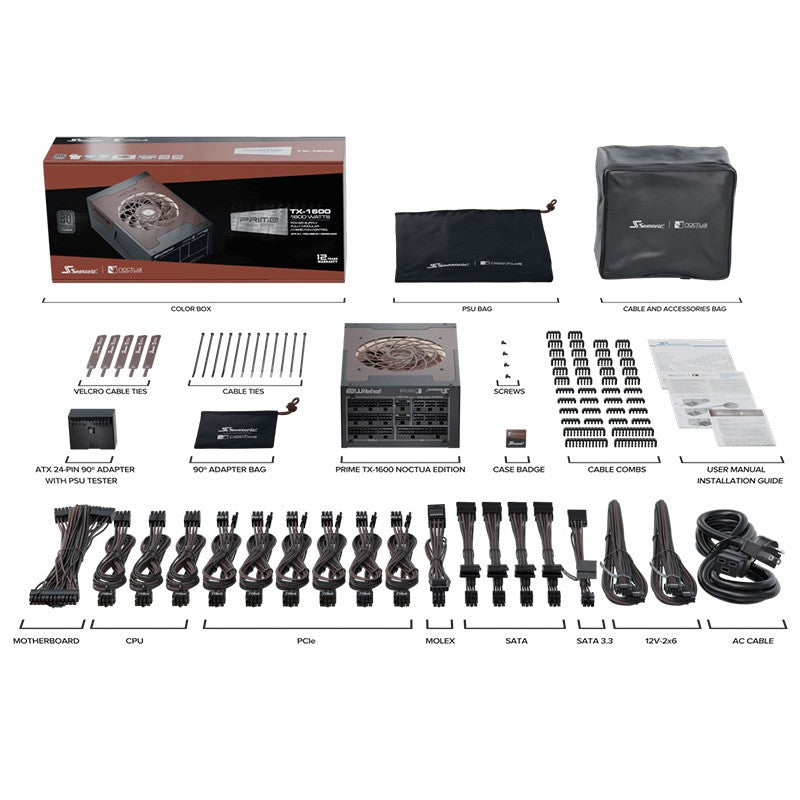 Seasonic Prime TX-1600 1600W 80+ Titanium Fully Modular ATX 3.1 Power Supply - Noctua Edition