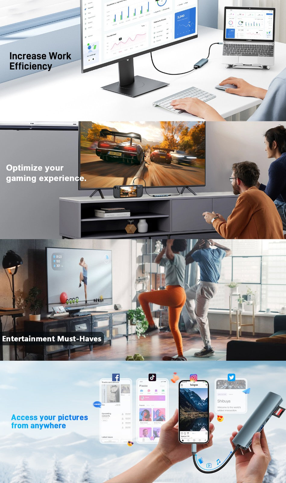 USB C Hub 7 in 1 USB C to HDMI Adapter 4K@60Hz USB 3.0 Hub USB C Docking Station USB Splitter USB Expander Multiport Adapter USB C Adapter USB Dongle