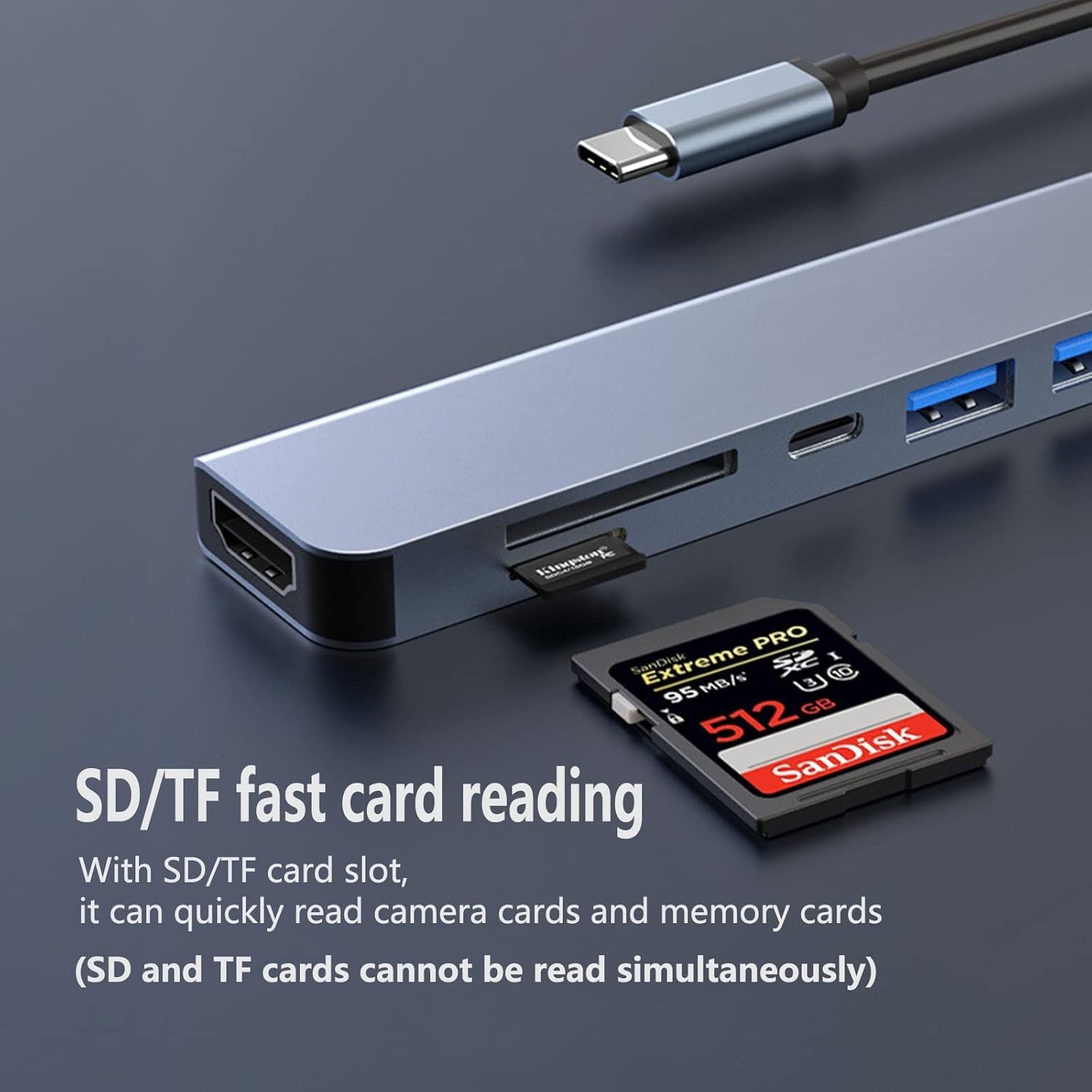 USB C Hub 7 in 1 USB C to HDMI Adapter 4K@60Hz USB 3.0 Hub USB C Docking Station USB Splitter USB Expander Multiport Adapter USB C Adapter USB Dongle