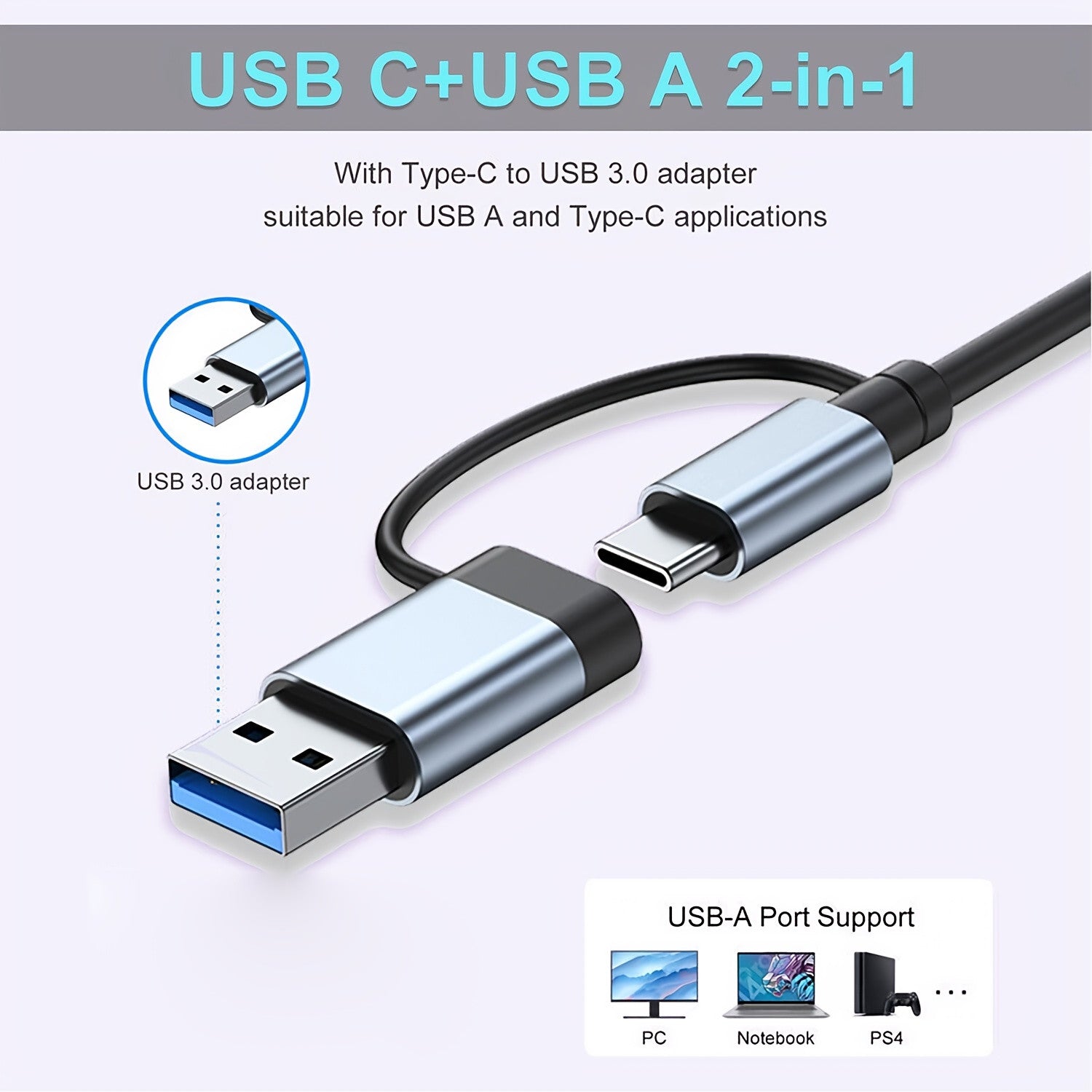 USB C Hub USB Splitter 8 in 2 USB Extender with 4 USB Port 1 USB C Jack TF/SD Card Reader 3.5mm Audio Output for MacBook / iPad / iPhone / Laptop