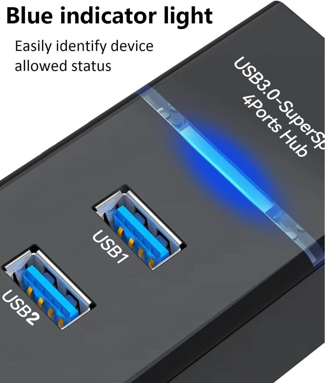 USB Hub 3.0 7-Ports USB Hub Splitter Extender 5Gbps Data with 4ft Cable for Laptop, PC, MacBook, Surface Pro, Windows, Flash Drive, Mobile HDD