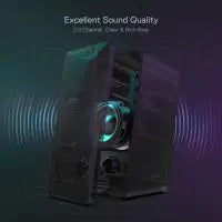 Redragon GS510 Waltz RGB Desktop Speakers, 2.0 Channel PC Computer Stereo Speaker with 4 Colorful LED Backlight Modes, Enhanced Bass