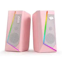 Redragon GS520 Anvil RGB Desktop Speakers, 2.0 Channel PC Computer Stereo Speaker with 6 Colorful LED Modes, Pink