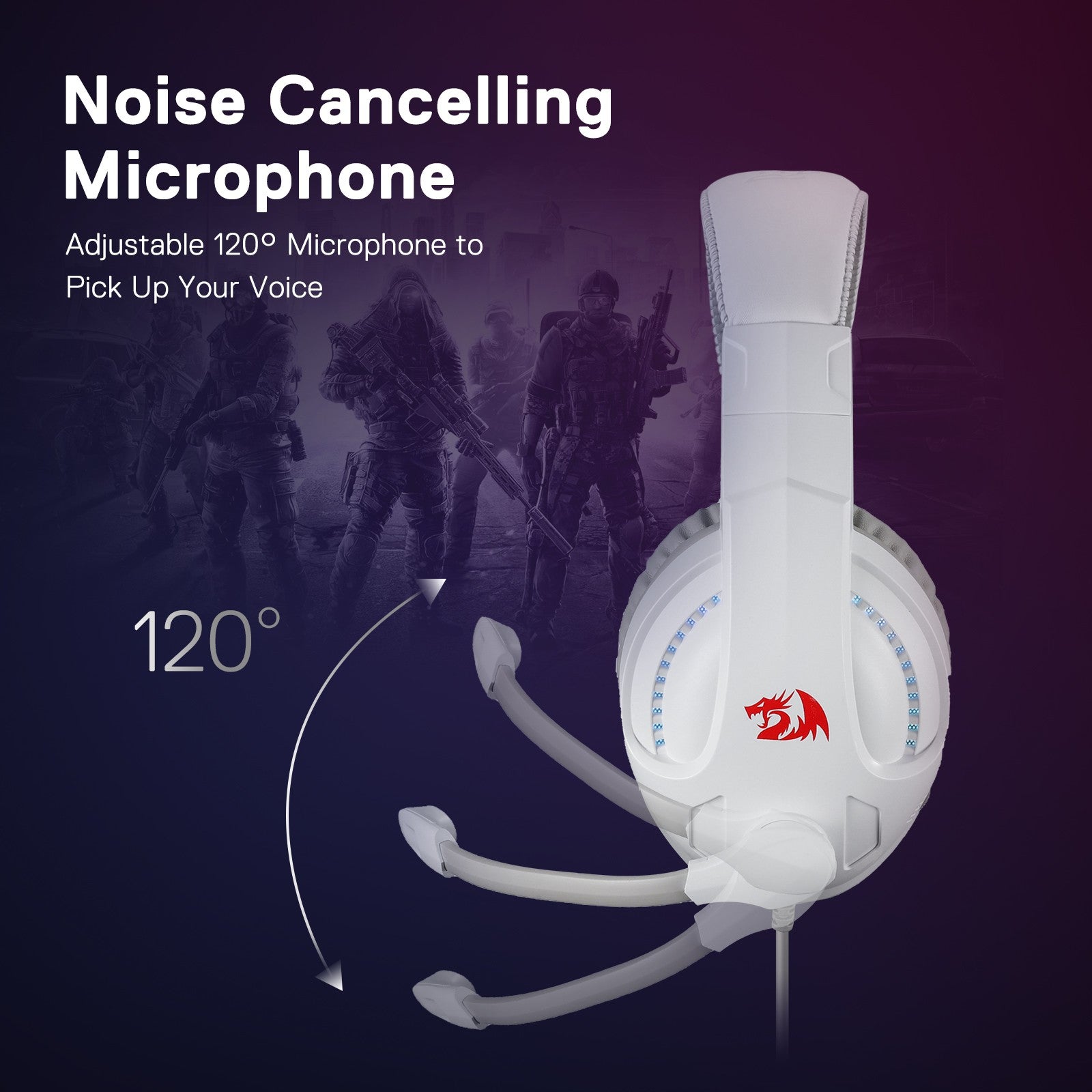 Redragon H211 Cronus White Wired Gaming Headset, Stereo Surround Sound, 40 mm Drivers, Over-Ear Headphones Works for PC/PS5/XBOX/NS