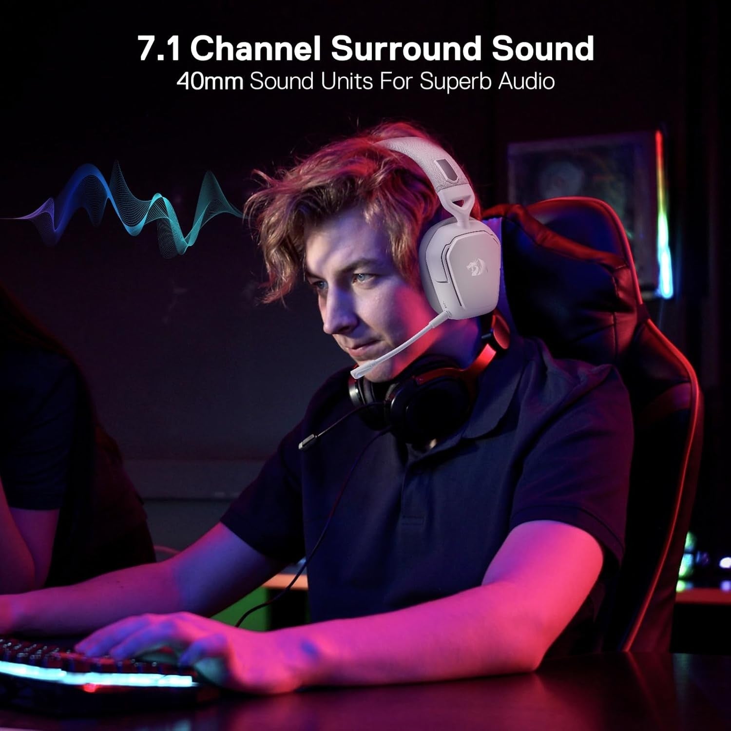 Redragon H868 3-Mode Wireless RGB 7.1 Surround Sound 40 mm Drivers Noise-canceling Microphone Over-Ear Headphones Gaming Headset