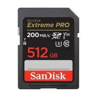 Sandisk 512GB Extreme Pro U3 V30 200MB/s SDXC Card