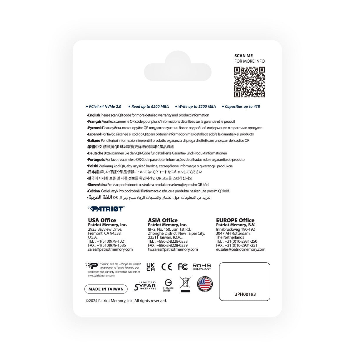 PATRIOT MEMORY P400 V4 M.2 PCIe Gen 4 x4 1TB NVMe SSD, Solid State Drive