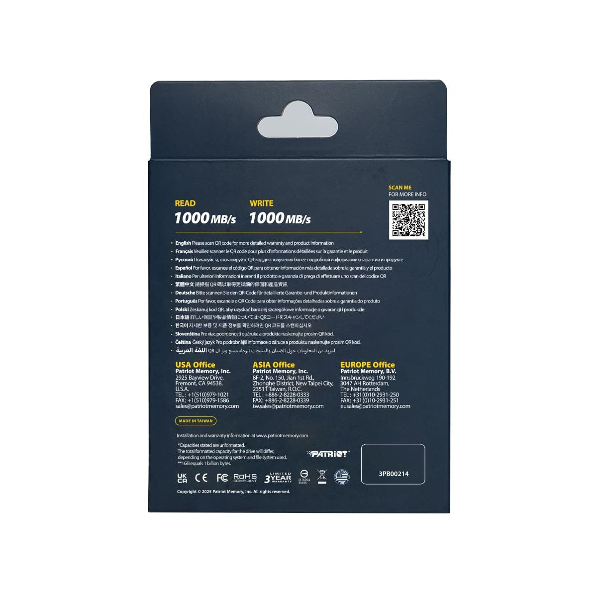 PATRIOT MEMORY PDP31 500GB M.2 2230 Type-C Compact External Portable SSD