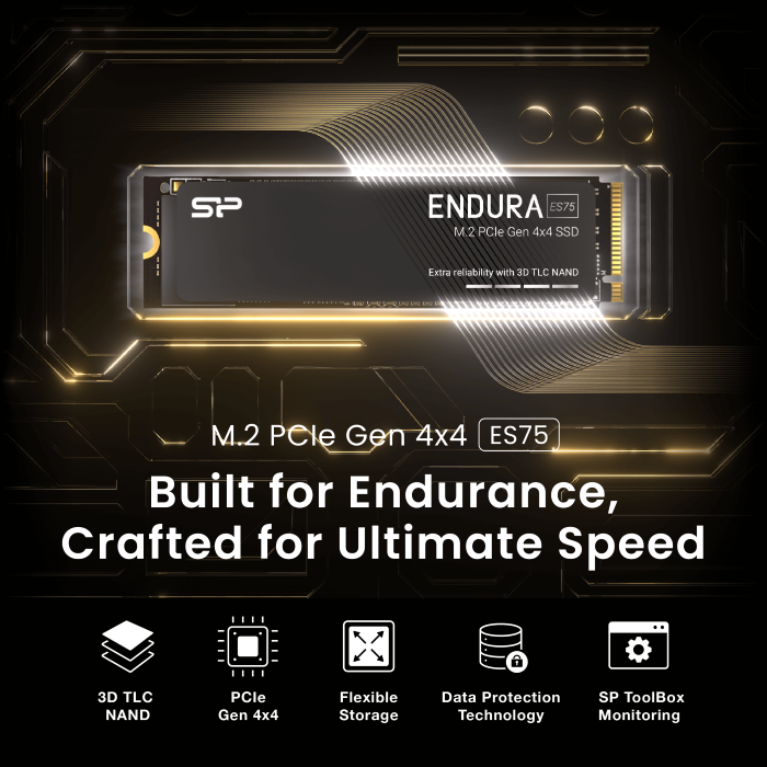 SP Silicon Power ES75 Endura 2TB 3D TLC NAND with SLC Cache, Gen4x4 SSD M.2 2280, High Endurance Grade Up to 7,000MB/s, Internal SSD