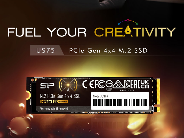 Silicon Power 4TB US75 PCIe Gen4 R/W up to 7,000/6,500 MB/s M.2 NVMe SSD