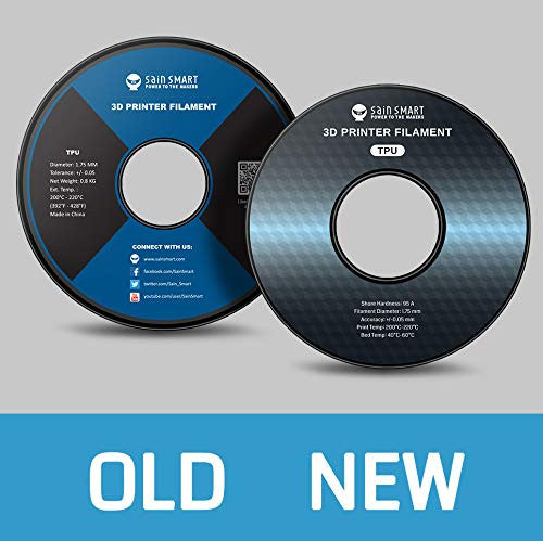 SainSmart 1.75mm Flexible TPU 3D Printer Filament 800g Solid Color, Dimensional Accuracy +/- 0.05 mm