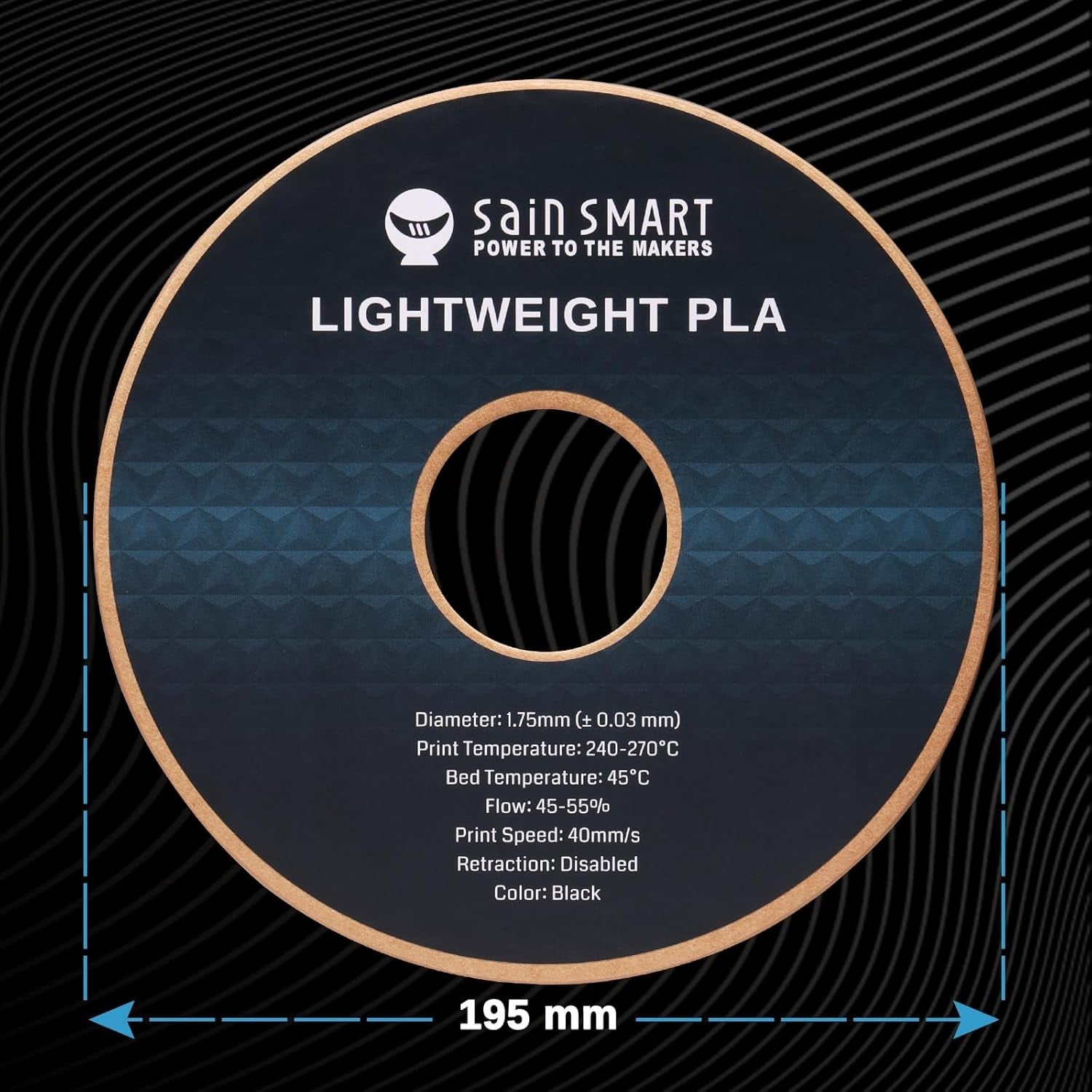 SainSmart Light Weight Filament 1.75mm, LW-PLA Low-Density Active Foaming 3D Printer Filament for RC Planes Drone Parts and Cosplay, Black PLA Filamen