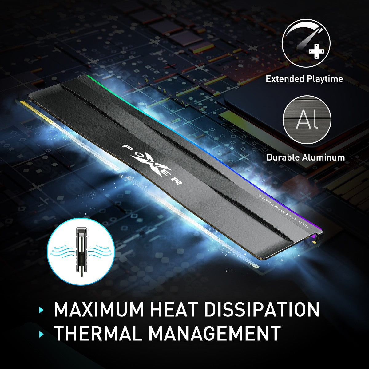 Silicon Power 32GB  SP032GXLZU320BDD 3200MHz XPOWER RGB Zenith Gaming Desktop Memory DDR4 RAM