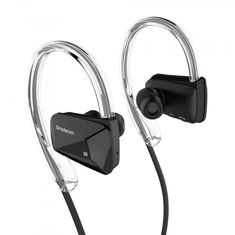 Simplecom Bluetooth Neckband Sports Headphones with NFC - Black