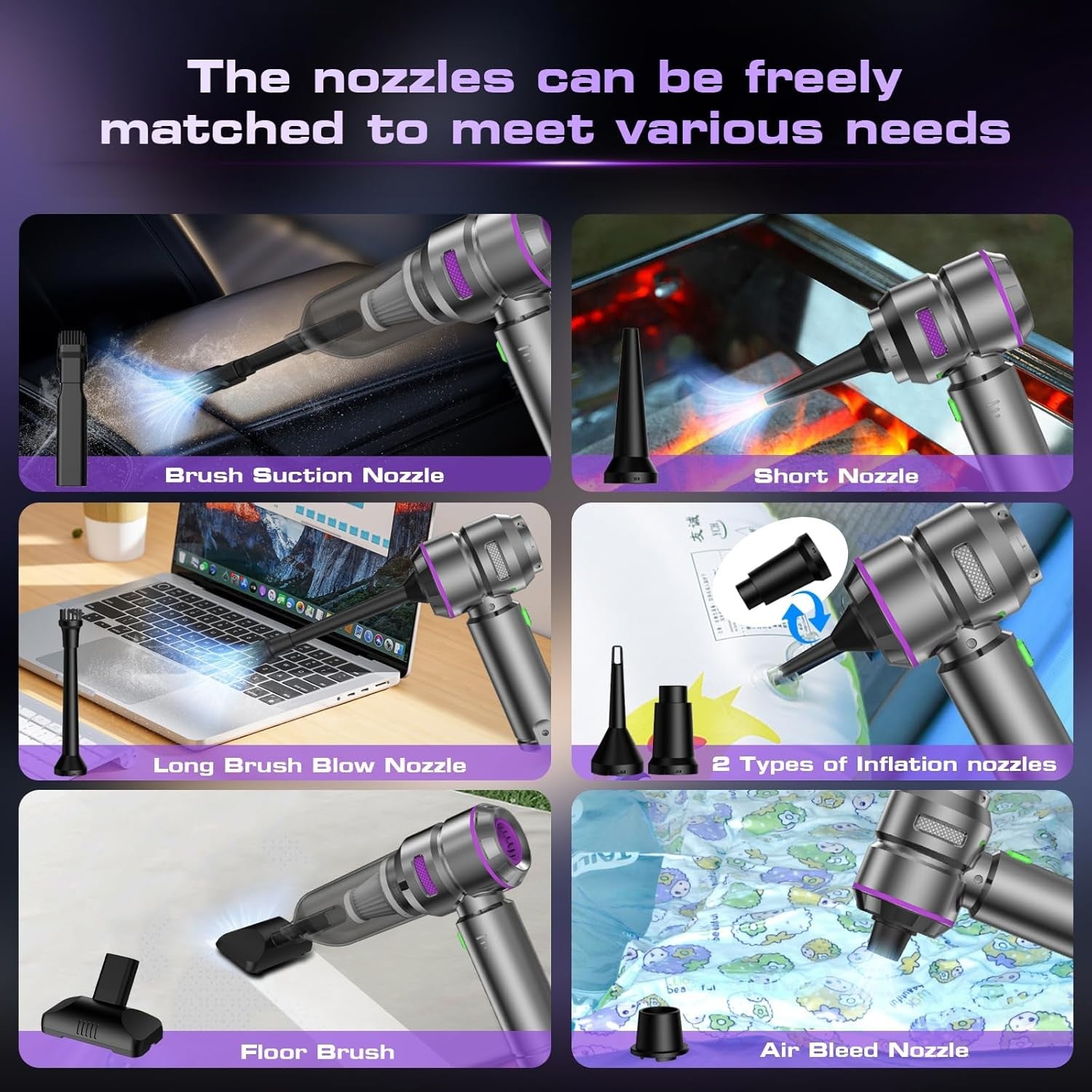 Keyboard Vacuum Cleaner 4 in 1 Car Vacuum Cleaner 22000PA Compressed Air Duster Brushless Motor Cordless Portable Pump Handheld Vacuum Strong Suction