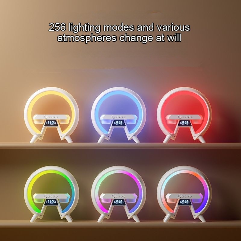 15W Multifunction Wireless Charger Pad Stand Speaker TF RGB Night Light Fast Charging Station for iPhone Samsung Xiaomi Huawei