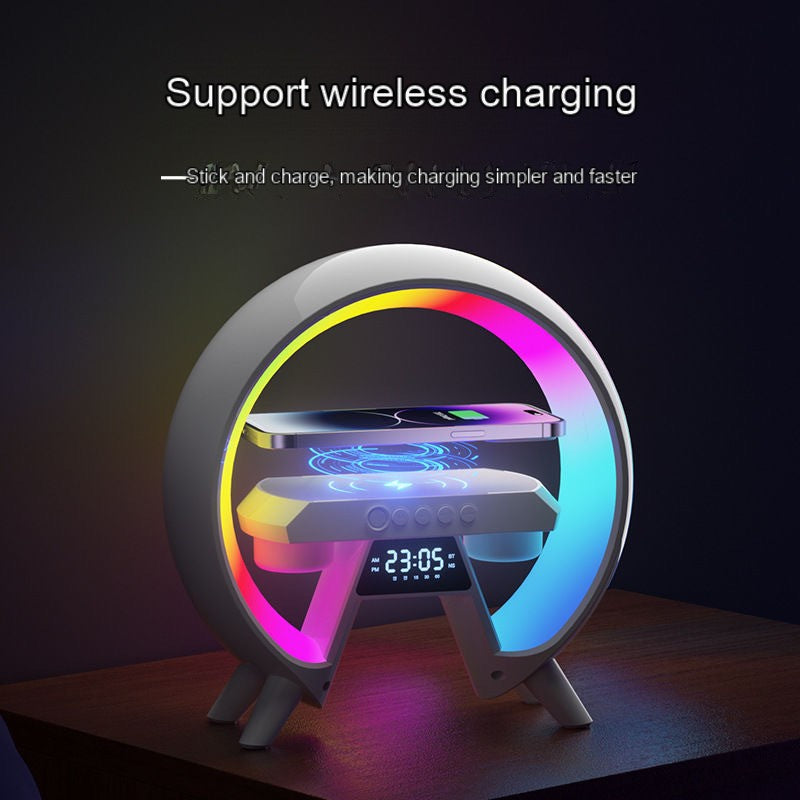15W Multifunction Wireless Charger Pad Stand Speaker TF RGB Night Light Fast Charging Station for iPhone Samsung Xiaomi Huawei