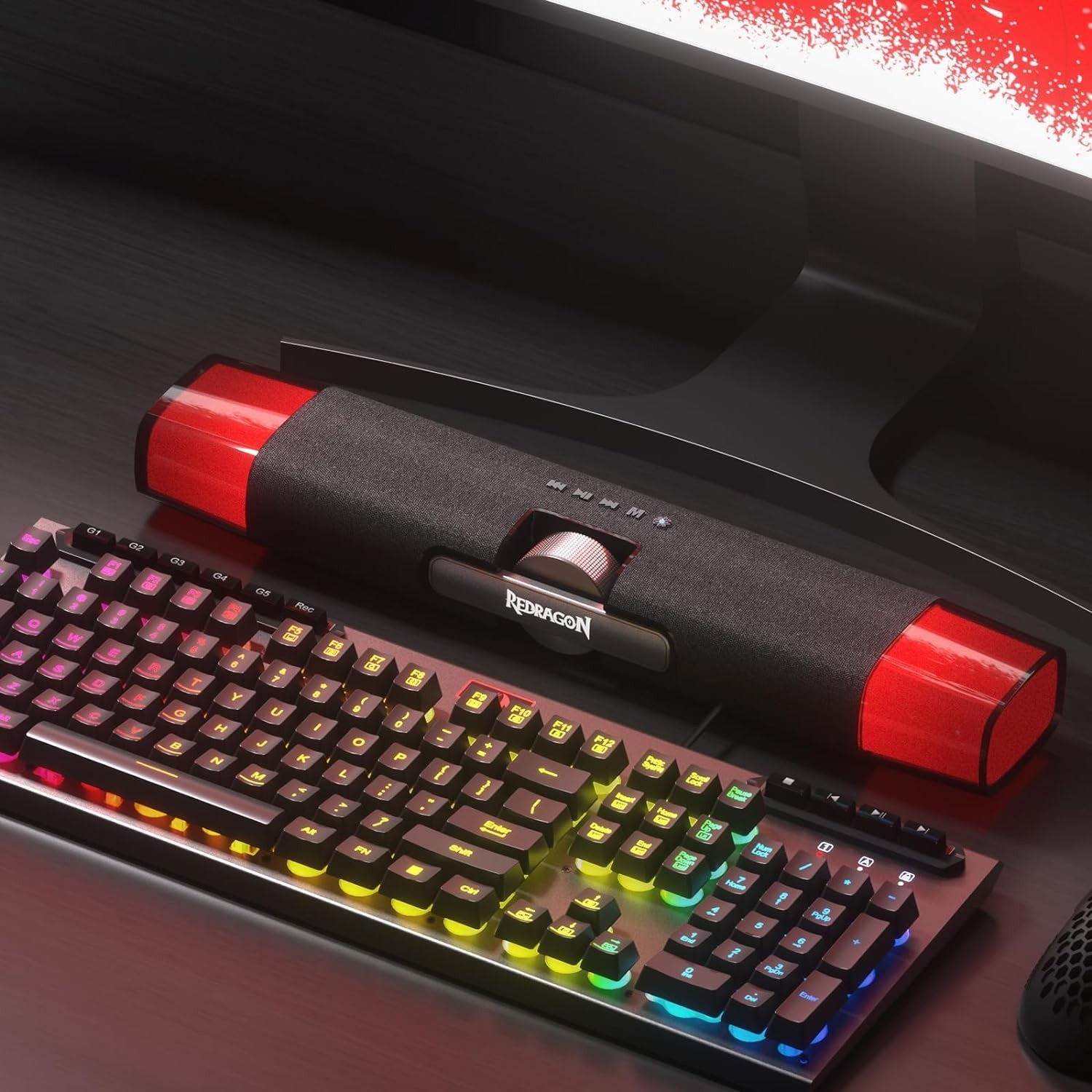 Redragon GS512 Wireless RGB Desktop Speakers, 2.0 PC Computer Stereo Soundbar w/BT 5.0/USB Mode, Max 6W x 2 Rich Sound, Crystal RGB Backlight