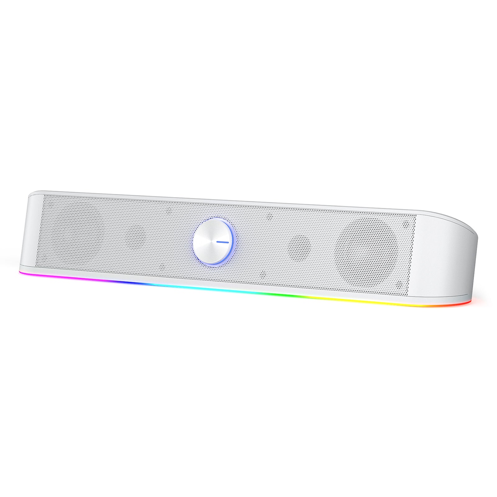 Redragon GS560 Adiemus RGB Desktop Soundbar, 2.0 Channel Computer Speaker with Dynamic Lighting Bar Audio-Light Sync/Display, White
